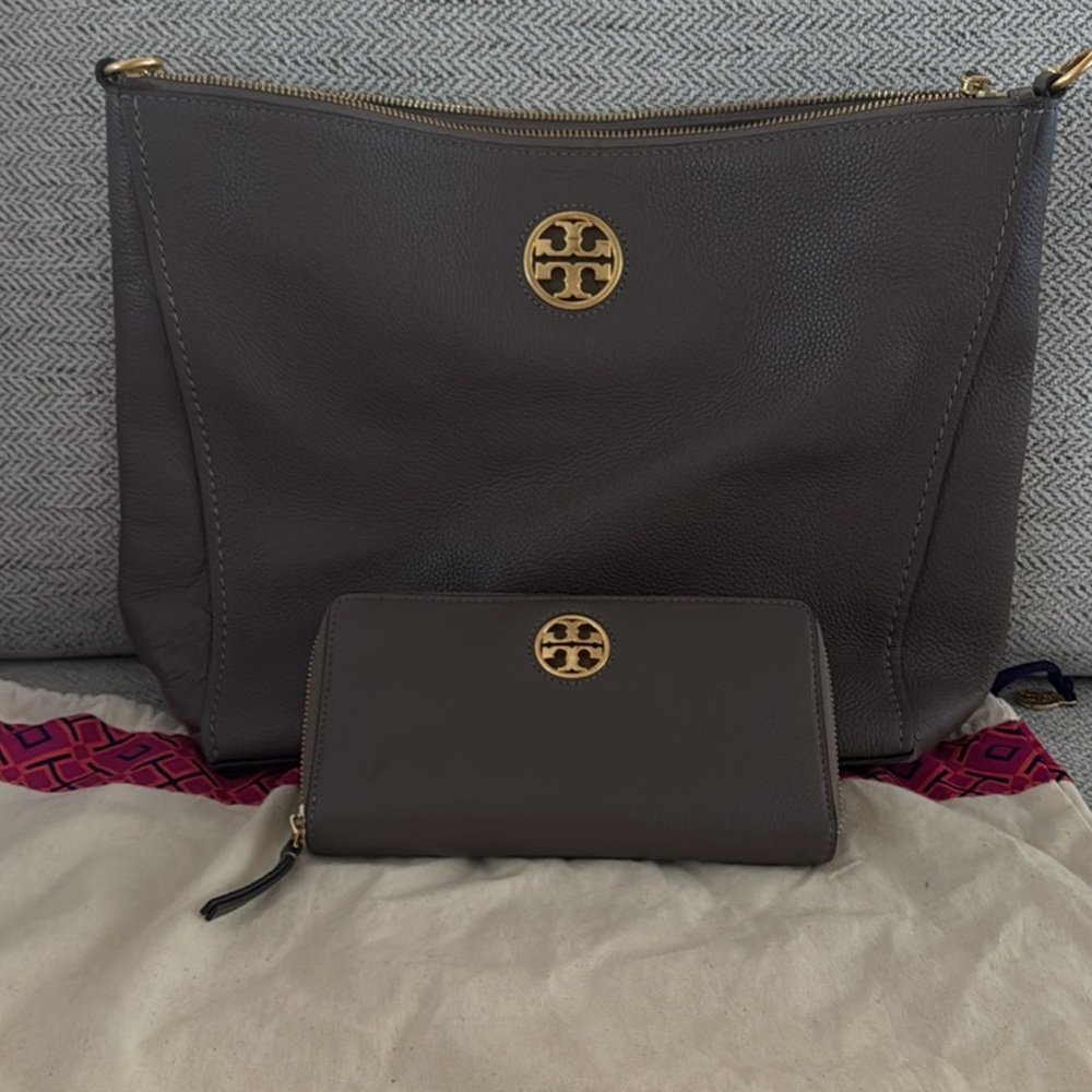 Tory Burch Gray Shoulder Bag with Wallet